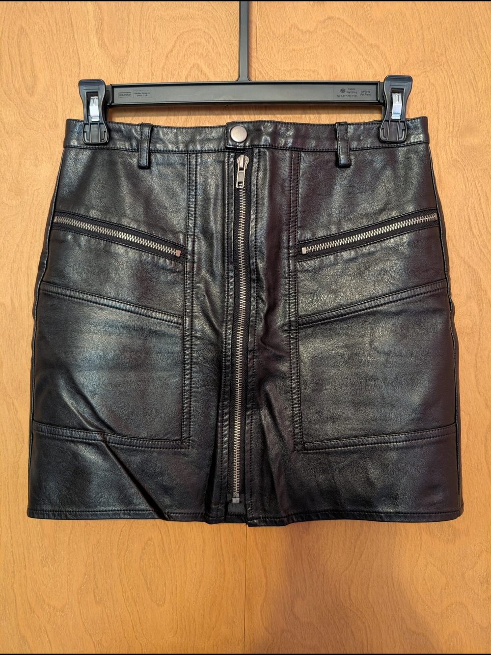 Altar'd State Black Faux Leather Edgy Zip-Front Mini Skirt Womens 1